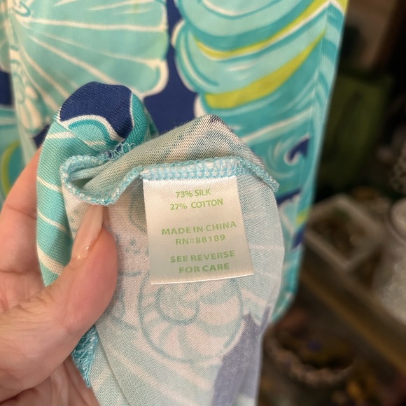 Lilly Pulitzer Clare Dress Silk Jersey - Do the Wave in True Blue XS MSRP $258 - Picture 5 of 5